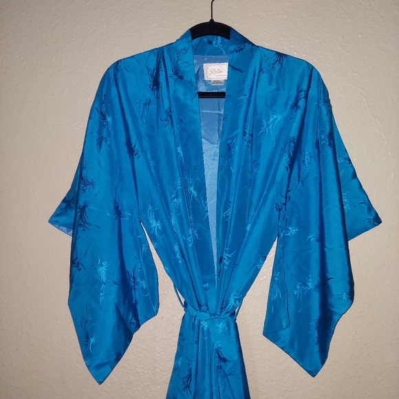 Silk Vintage Hong Kong Kimono Robe BURNING MAN FESTIVAL - Picture 4 of 11